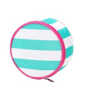 Pink and Blue Round Zip Travel Jewelry Bag, New with tags